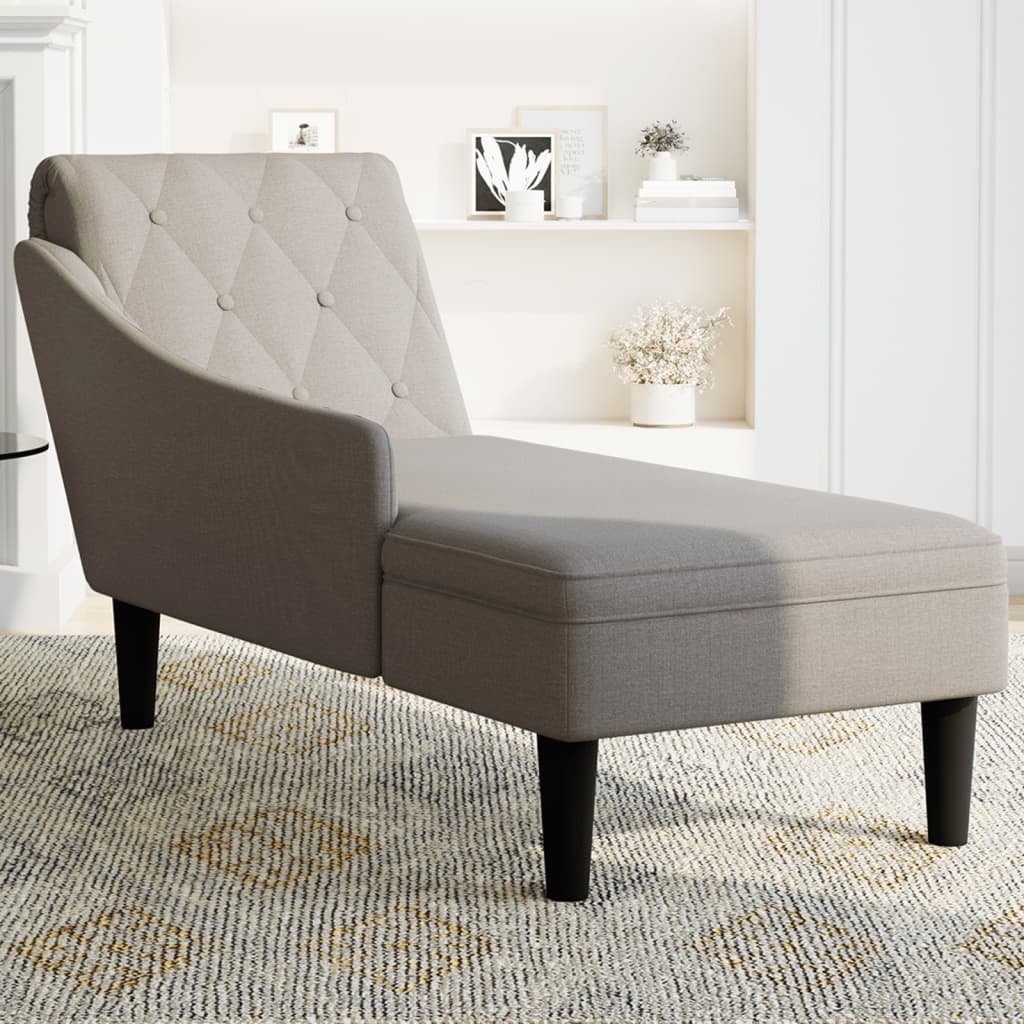 Chaise longue met kussen en rechterarmleuning stof taupe is nu te koop bij PeponiXL, paradijselijk wonen!