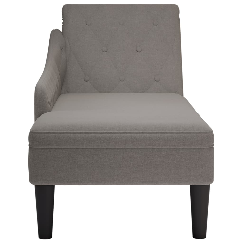 Chaise longue met kussen en rechterarmleuning stof taupe is nu te koop bij PeponiXL, paradijselijk wonen!