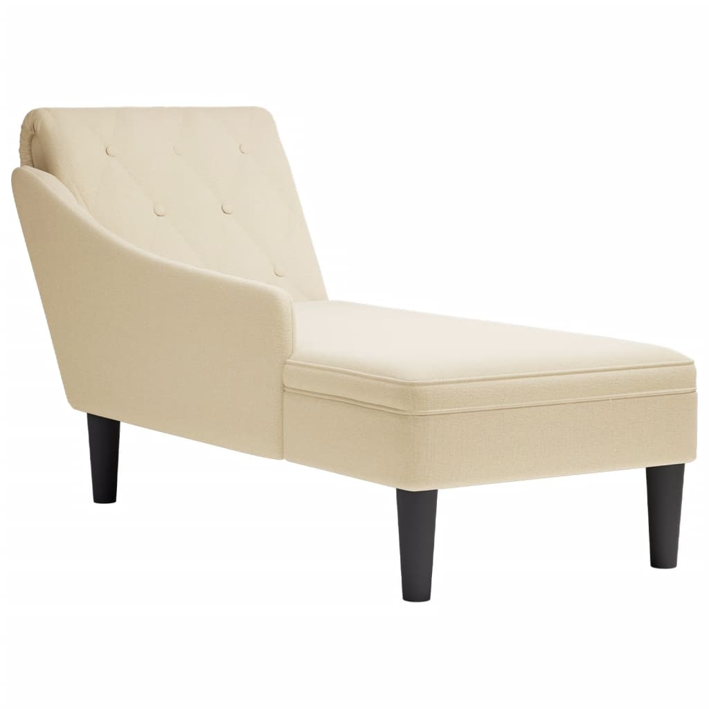 Chaise longue met kussen en rechterarmleuning stof crèmekleurig is nu te koop bij PeponiXL, paradijselijk wonen!