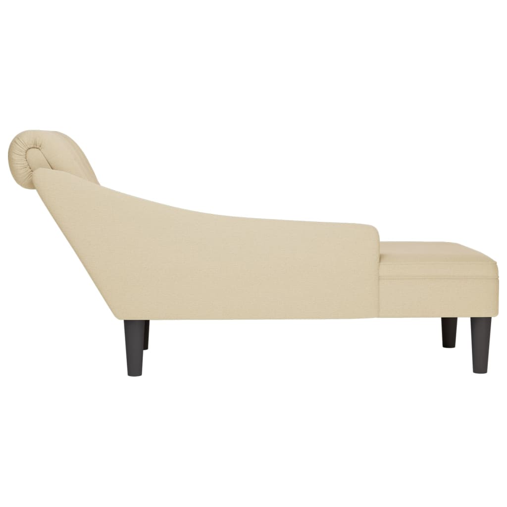 Chaise longue met kussen en rechterarmleuning stof crèmekleurig is nu te koop bij PeponiXL, paradijselijk wonen!