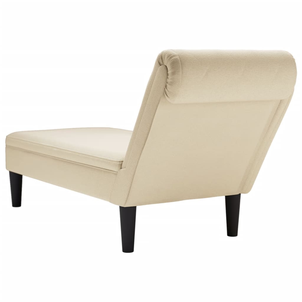 Chaise longue met kussen en rechterarmleuning stof crèmekleurig is nu te koop bij PeponiXL, paradijselijk wonen!