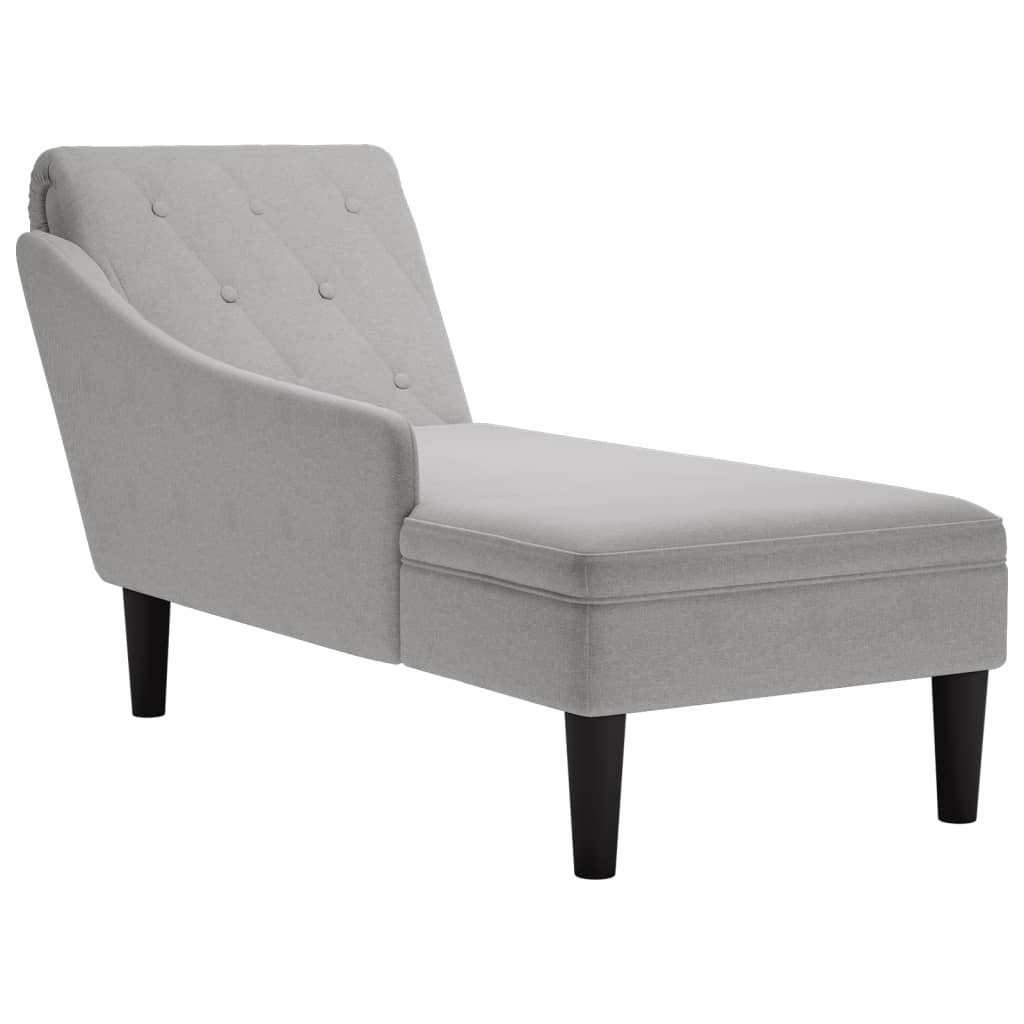 Chaise longue met kussen en rechterarmleuning stof wolk grijs is nu te koop bij PeponiXL, paradijselijk wonen!