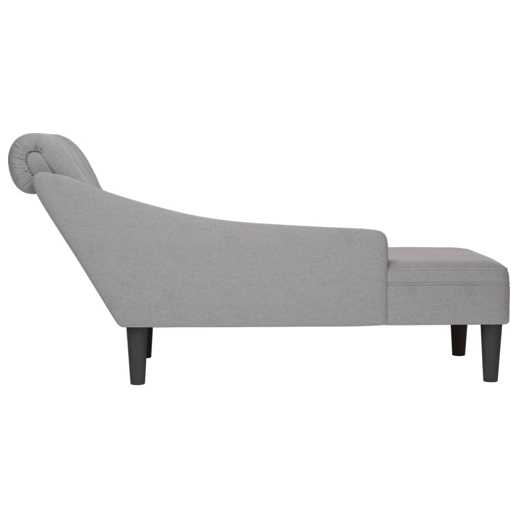 Chaise longue met kussen en rechterarmleuning stof wolk grijs is nu te koop bij PeponiXL, paradijselijk wonen!