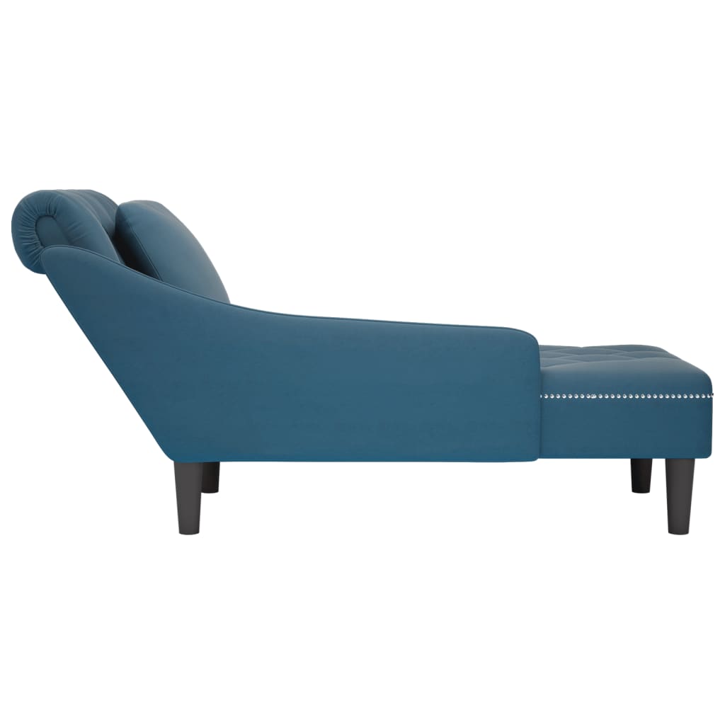 Chaise longue met kussen en rechterarmleuning fluweel blauw is nu te koop bij PeponiXL, paradijselijk wonen!