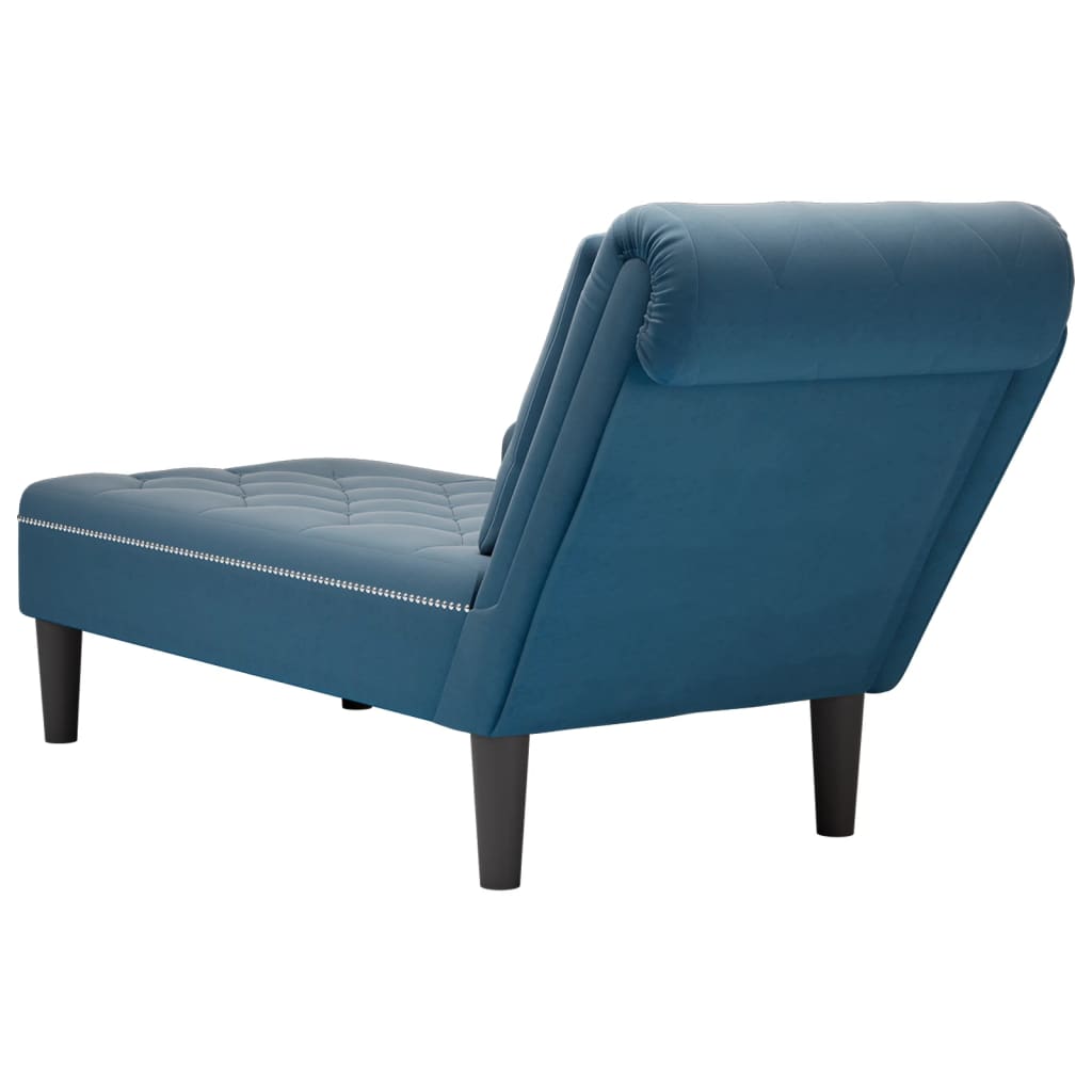 Chaise longue met kussen en rechterarmleuning fluweel blauw is nu te koop bij PeponiXL, paradijselijk wonen!