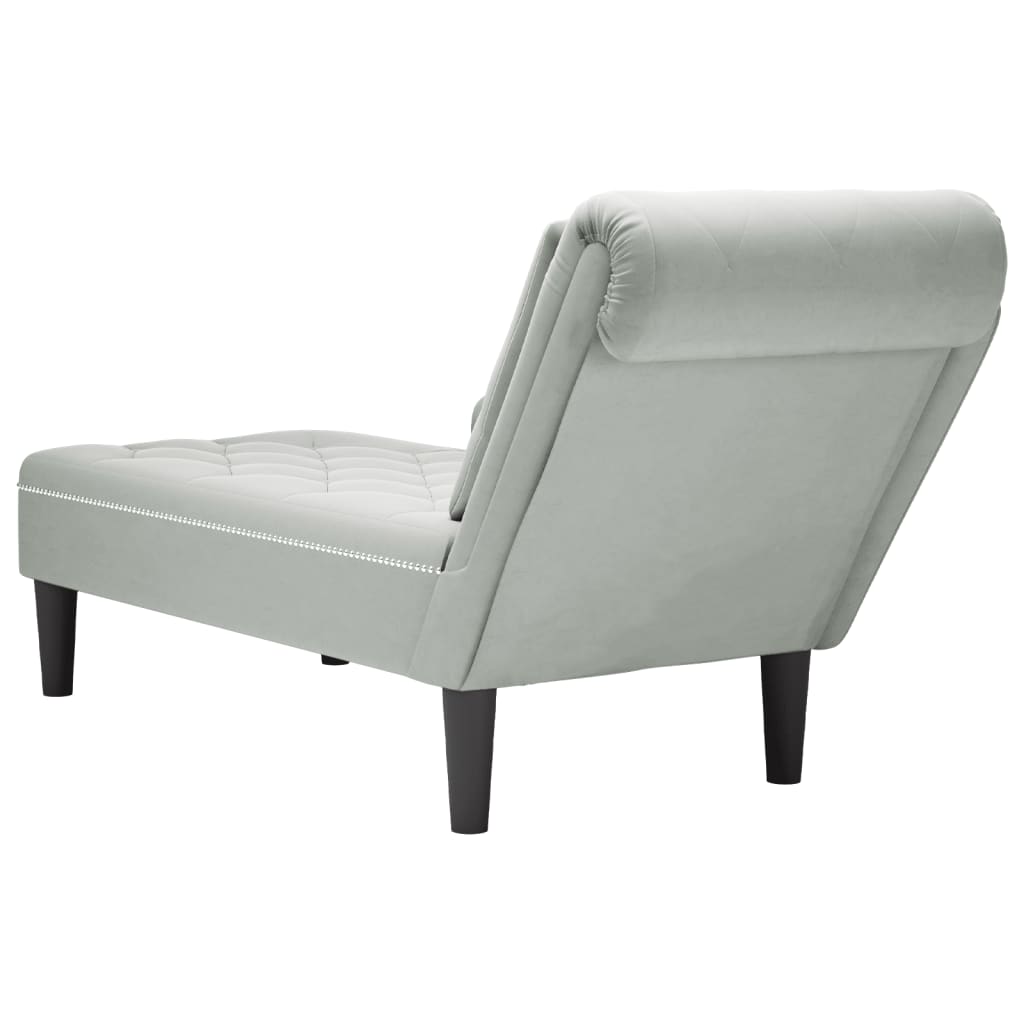 Chaise longue met kussen & rechterarmleuning fluweel lichtgrijs is nu te koop bij PeponiXL, paradijselijk wonen!