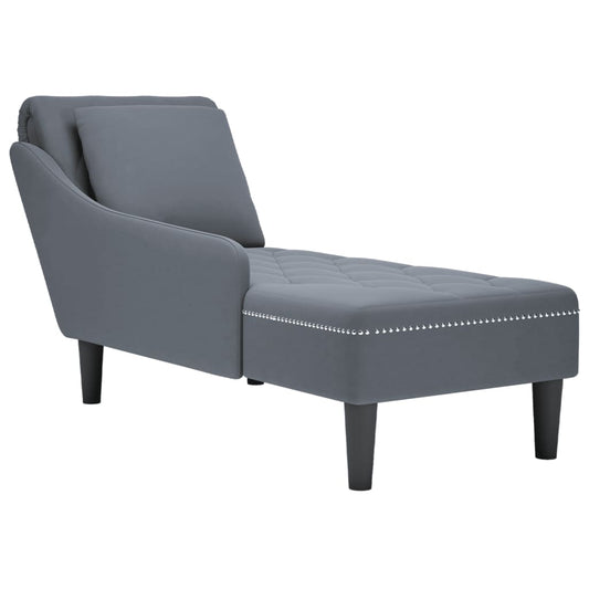 Chaise longue met kussen&rechterarmleuning fluweel donkergrijs is nu te koop bij PeponiXL, paradijselijk wonen!