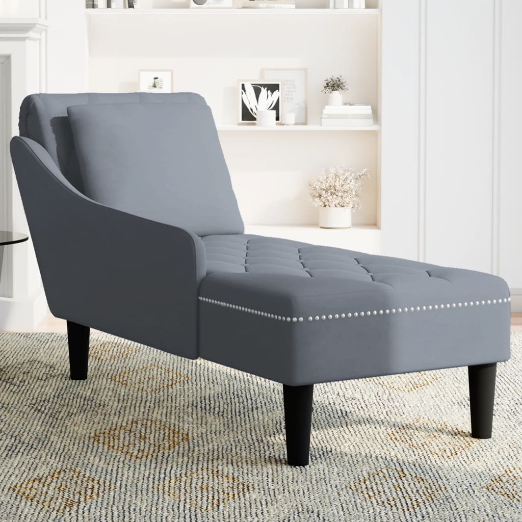 Chaise longue met kussen&rechterarmleuning fluweel donkergrijs is nu te koop bij PeponiXL, paradijselijk wonen!