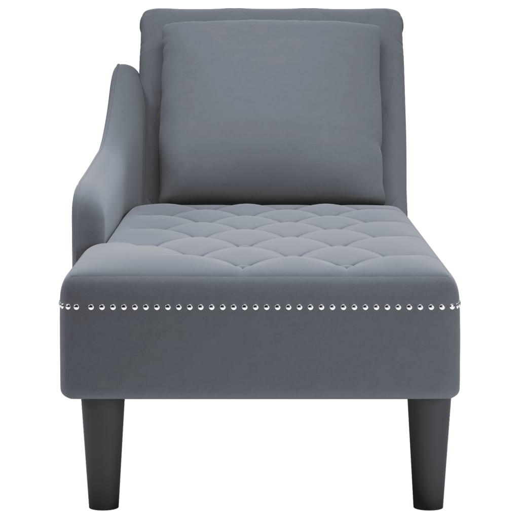 Chaise longue met kussen&rechterarmleuning fluweel donkergrijs is nu te koop bij PeponiXL, paradijselijk wonen!