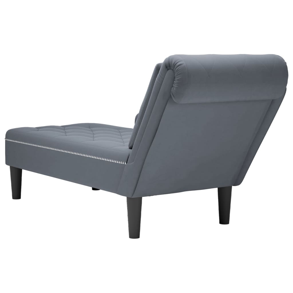 Chaise longue met kussen&rechterarmleuning fluweel donkergrijs is nu te koop bij PeponiXL, paradijselijk wonen!
