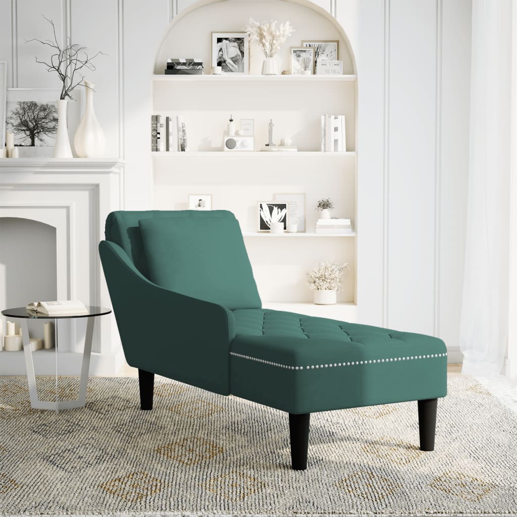 Chaise longue met kussen&rechterarmleuning fluweel donkergroen is nu te koop bij PeponiXL, paradijselijk wonen!