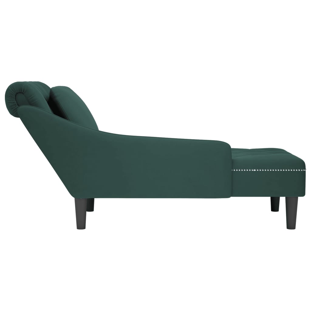 Chaise longue met kussen&rechterarmleuning fluweel donkergroen is nu te koop bij PeponiXL, paradijselijk wonen!