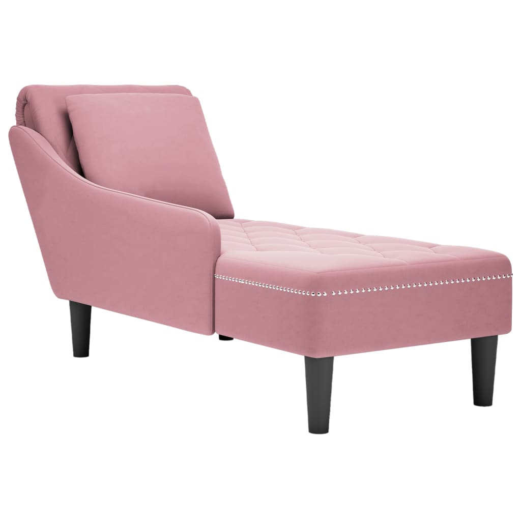 Chaise longue met kussen en rechterarmleuning fluweel roze is nu te koop bij PeponiXL, paradijselijk wonen!