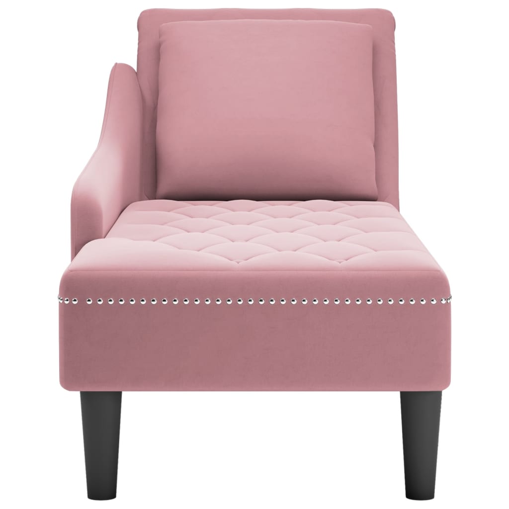 Chaise longue met kussen en rechterarmleuning fluweel roze is nu te koop bij PeponiXL, paradijselijk wonen!