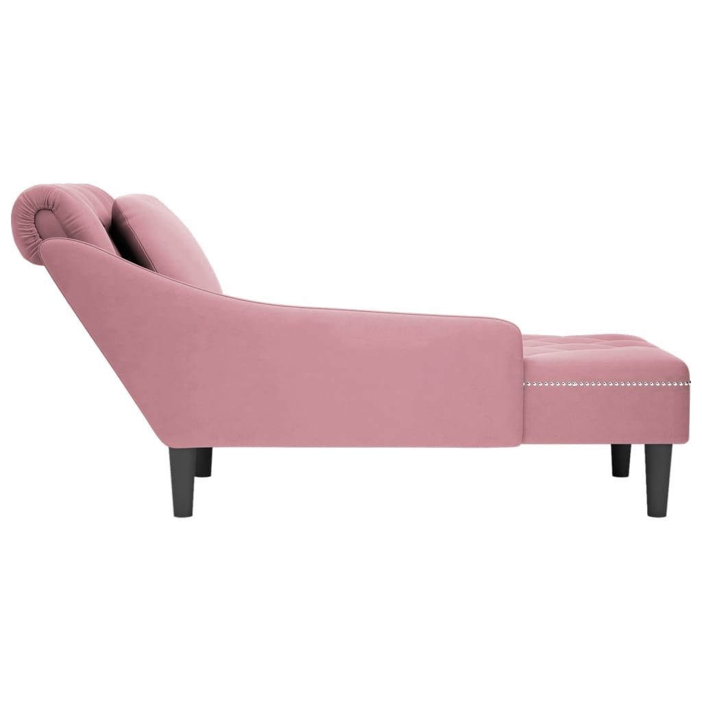 Chaise longue met kussen en rechterarmleuning fluweel roze is nu te koop bij PeponiXL, paradijselijk wonen!