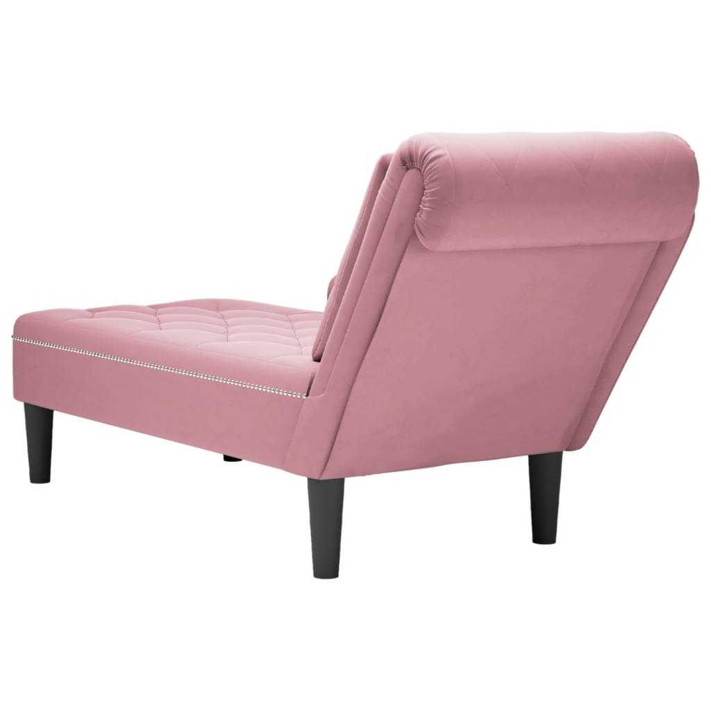 Chaise longue met kussen en rechterarmleuning fluweel roze is nu te koop bij PeponiXL, paradijselijk wonen!