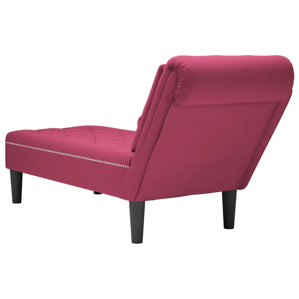 Chaise longue met kussen en rechterarmleuning fluweel wijnrood is nu te koop bij PeponiXL, paradijselijk wonen!