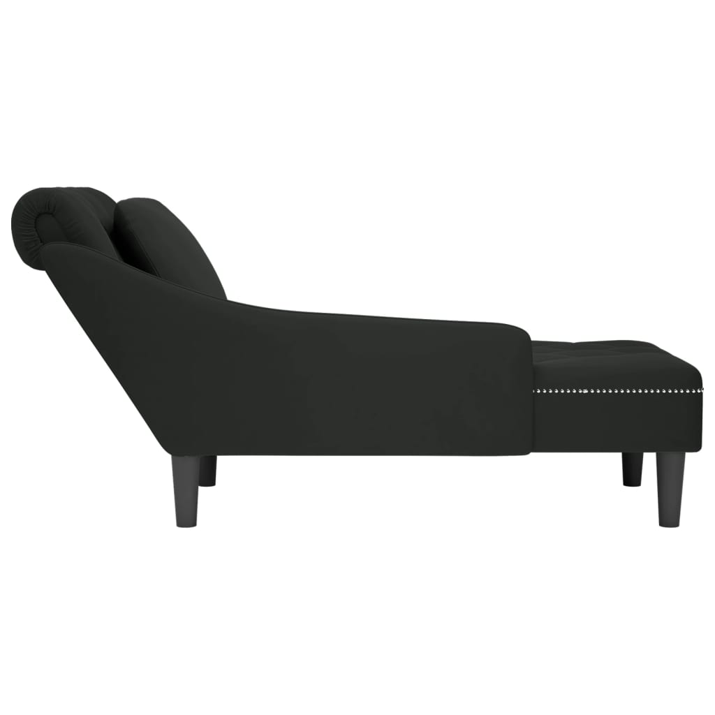 Chaise longue met kussen en rechterarmleuning fluweel zwart is nu te koop bij PeponiXL, paradijselijk wonen!