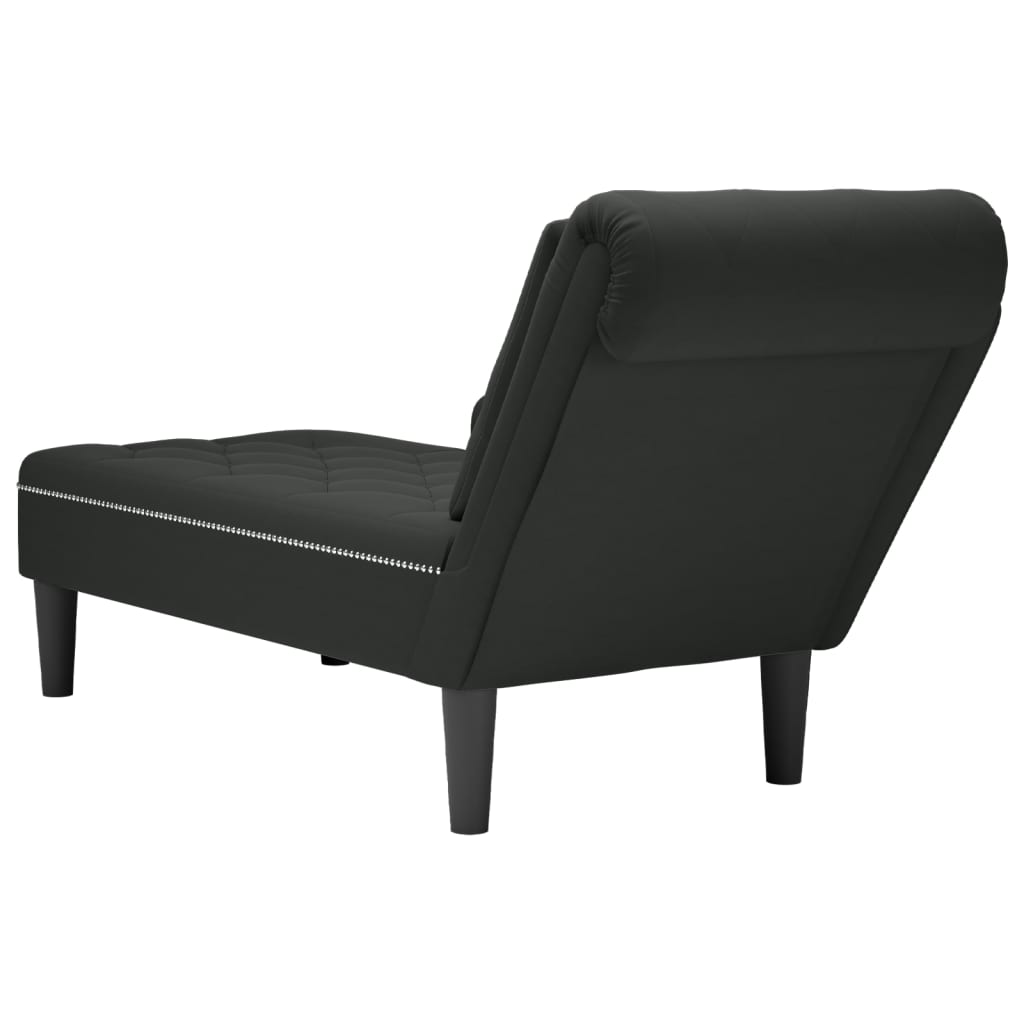 Chaise longue met kussen en rechterarmleuning fluweel zwart is nu te koop bij PeponiXL, paradijselijk wonen!