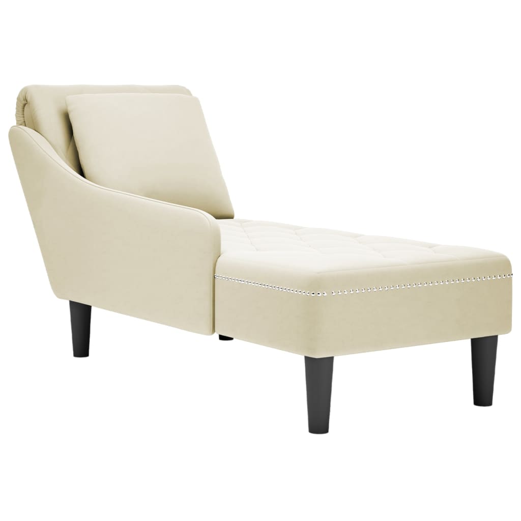 Chaise longue met kussen&rechterarmleuning fluweel crèmekleurig is nu te koop bij PeponiXL, paradijselijk wonen!