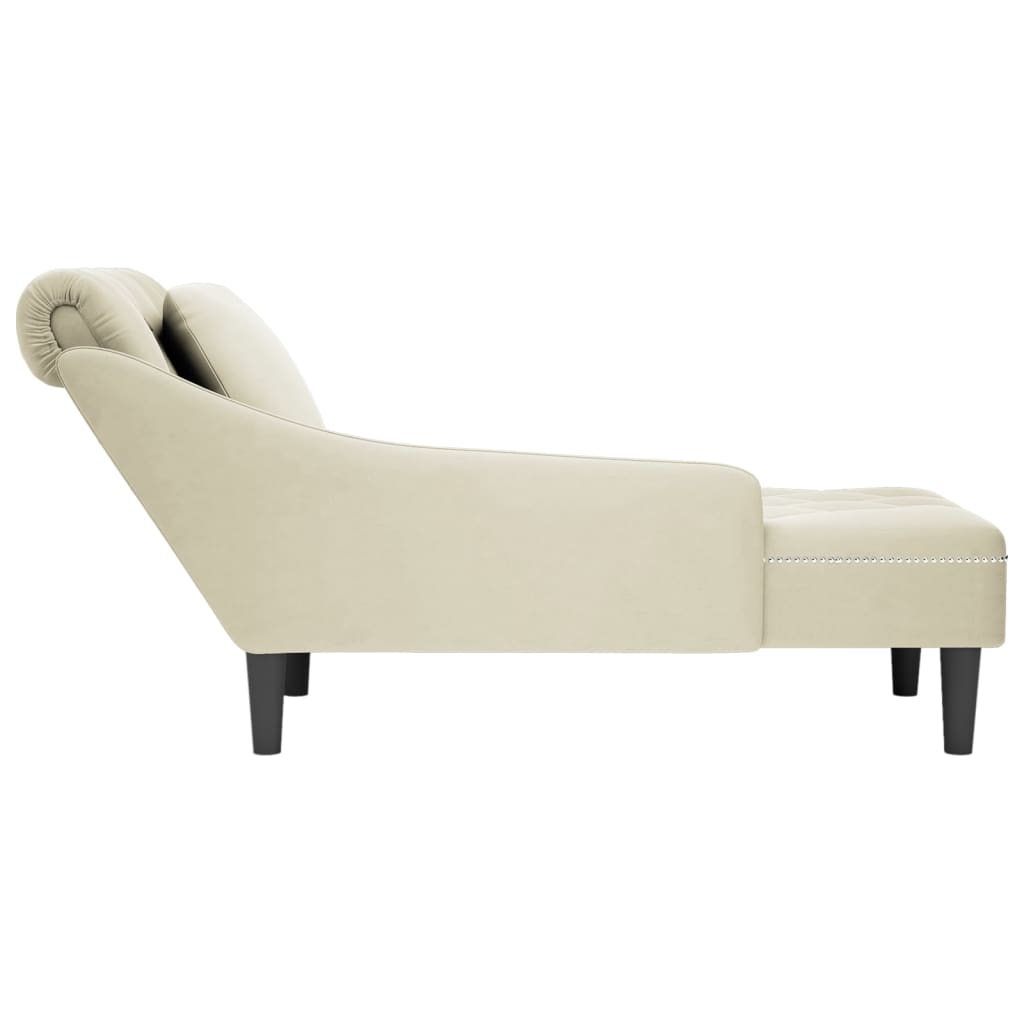 Chaise longue met kussen&rechterarmleuning fluweel crèmekleurig is nu te koop bij PeponiXL, paradijselijk wonen!