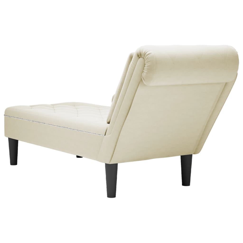 Chaise longue met kussen&rechterarmleuning fluweel crèmekleurig is nu te koop bij PeponiXL, paradijselijk wonen!