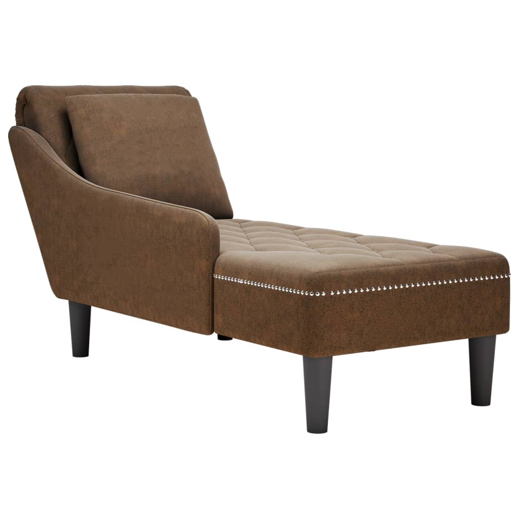 Chaise longue met kussen en rechterarmleuning kunstleer bruin is nu te koop bij PeponiXL, paradijselijk wonen!