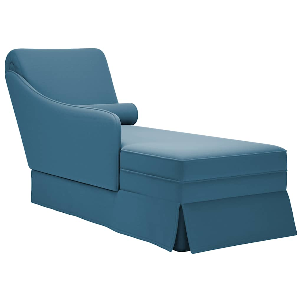 Chaise longue met bolster en rechterarmleuning fluweel blauw is nu te koop bij PeponiXL, paradijselijk wonen!