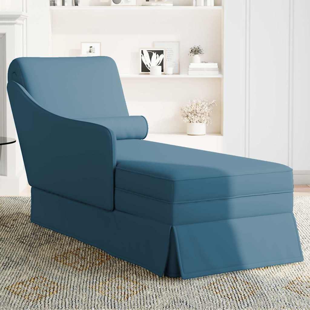 Chaise longue met bolster en rechterarmleuning fluweel blauw is nu te koop bij PeponiXL, paradijselijk wonen!