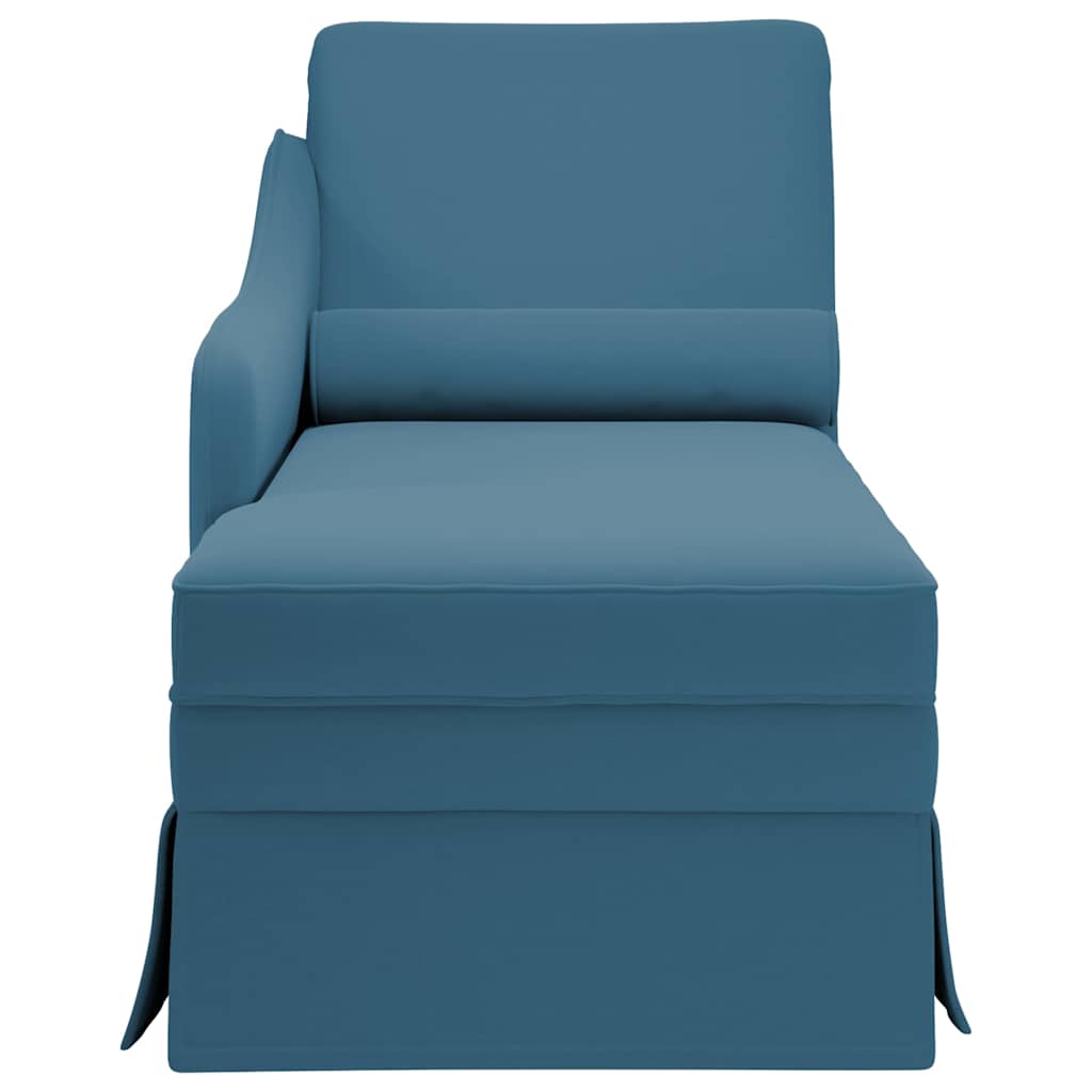 Chaise longue met bolster en rechterarmleuning fluweel blauw is nu te koop bij PeponiXL, paradijselijk wonen!