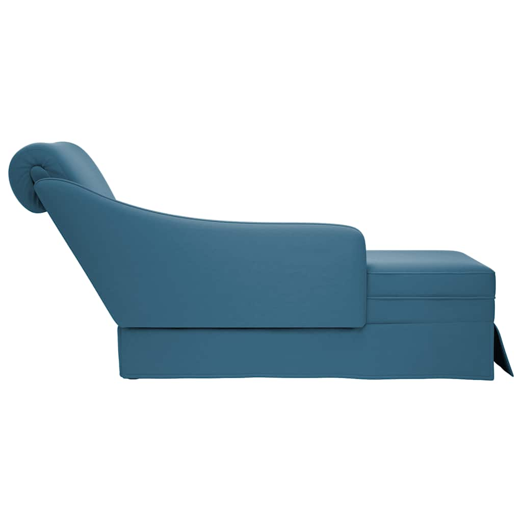 Chaise longue met bolster en rechterarmleuning fluweel blauw is nu te koop bij PeponiXL, paradijselijk wonen!