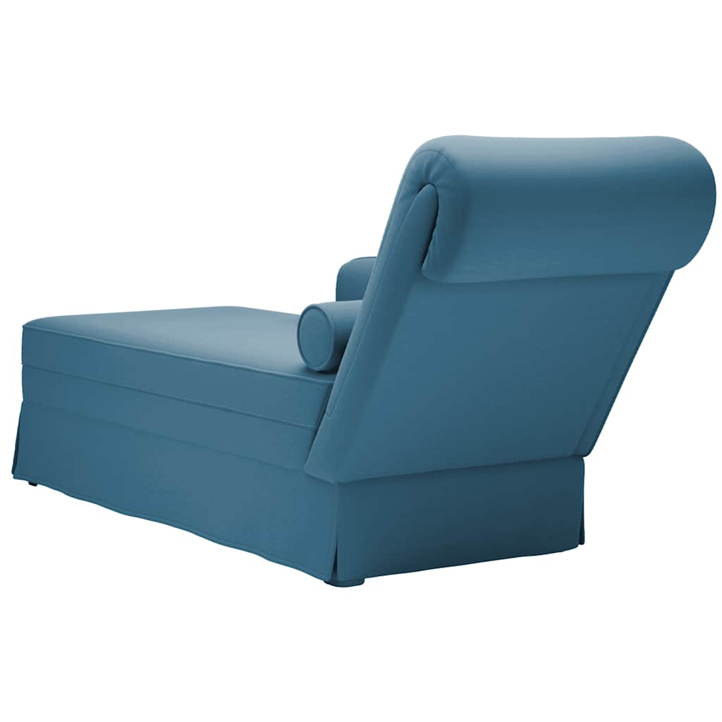 Chaise longue met bolster en rechterarmleuning fluweel blauw is nu te koop bij PeponiXL, paradijselijk wonen!