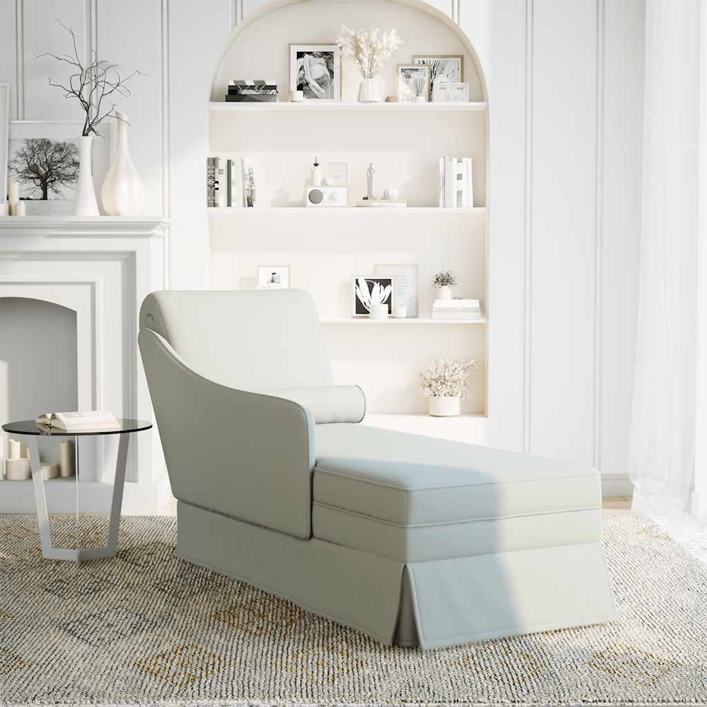 Chaise longue met bolster&rechterarmleuning fluweel lichtgrijs is nu te koop bij PeponiXL, paradijselijk wonen!