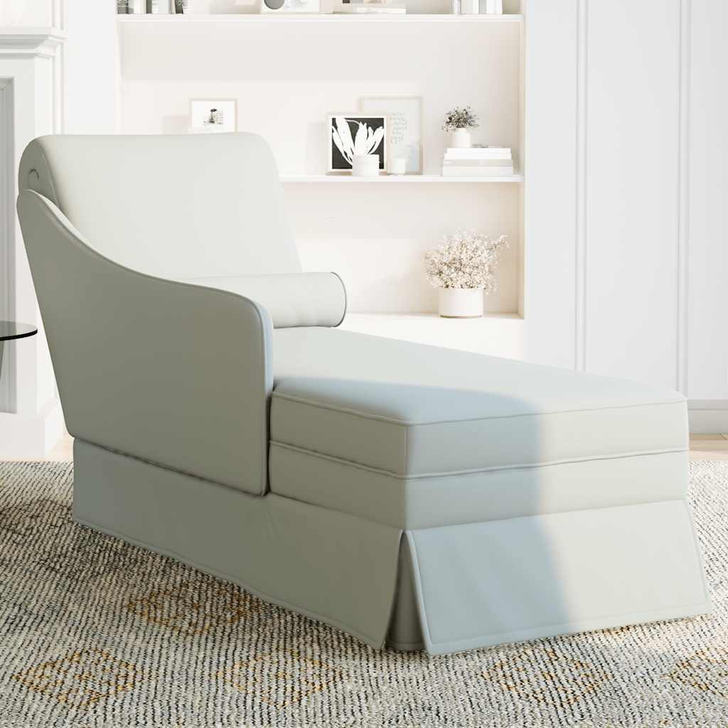 Chaise longue met bolster&rechterarmleuning fluweel lichtgrijs is nu te koop bij PeponiXL, paradijselijk wonen!