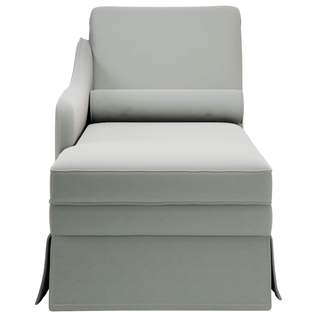 Chaise longue met bolster&rechterarmleuning fluweel lichtgrijs is nu te koop bij PeponiXL, paradijselijk wonen!