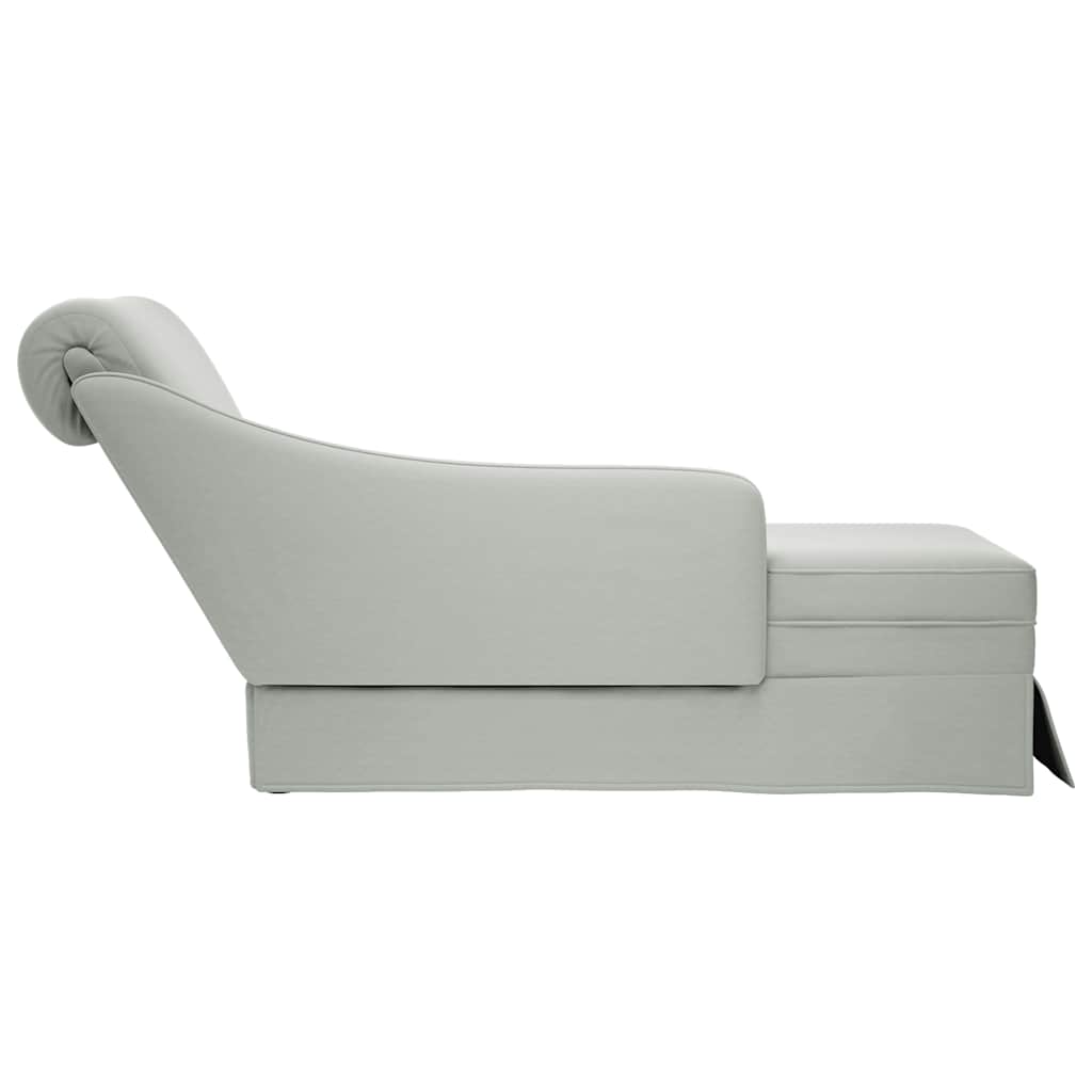 Chaise longue met bolster&rechterarmleuning fluweel lichtgrijs is nu te koop bij PeponiXL, paradijselijk wonen!