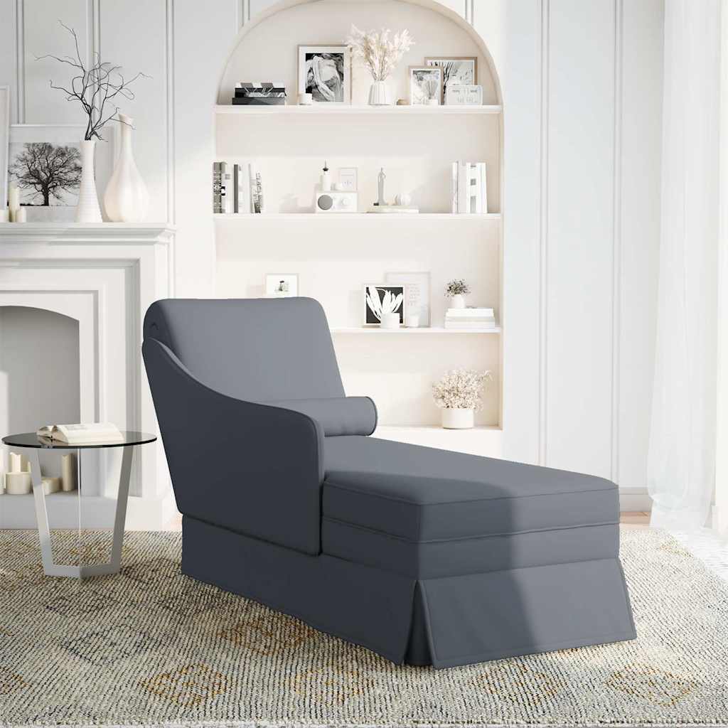 Chaise longue met bolster&rechterarmleuning fluweel donkergrijs is nu te koop bij PeponiXL, paradijselijk wonen!