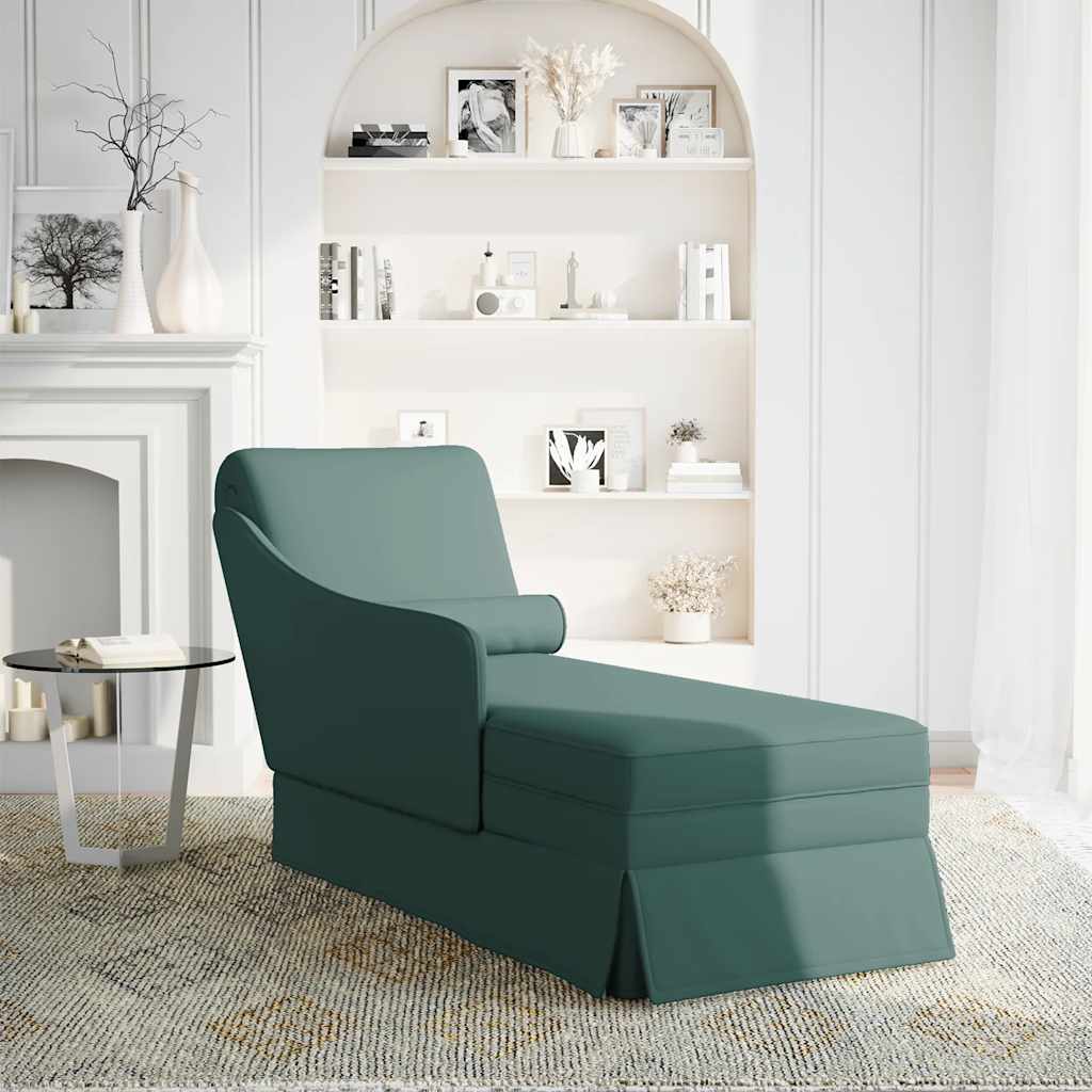 Chaise longue met bolster&rechterarmleuning fluweel donkergroen is nu te koop bij PeponiXL, paradijselijk wonen!