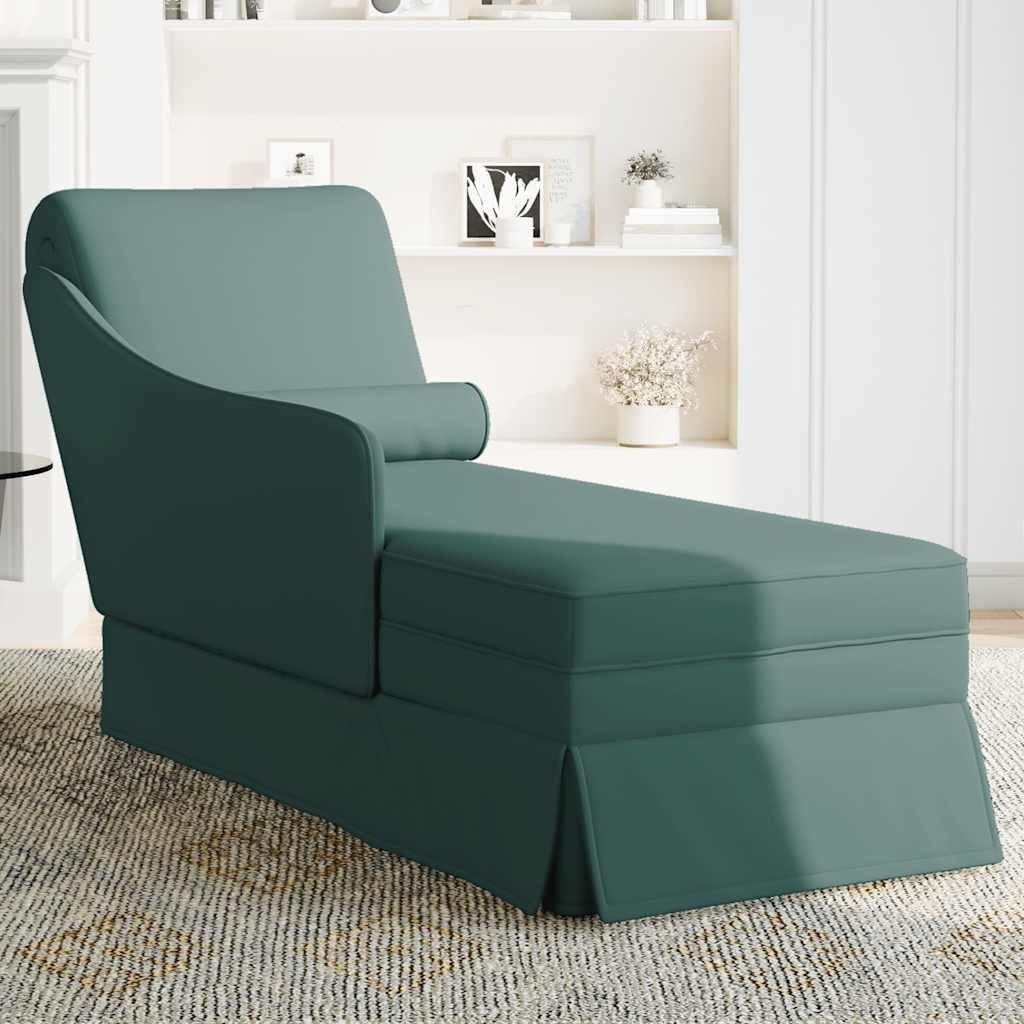 Chaise longue met bolster&rechterarmleuning fluweel donkergroen is nu te koop bij PeponiXL, paradijselijk wonen!