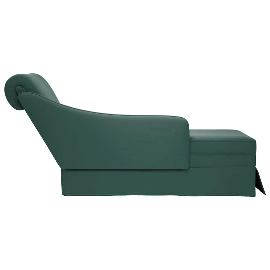 Chaise longue met bolster&rechterarmleuning fluweel donkergroen is nu te koop bij PeponiXL, paradijselijk wonen!