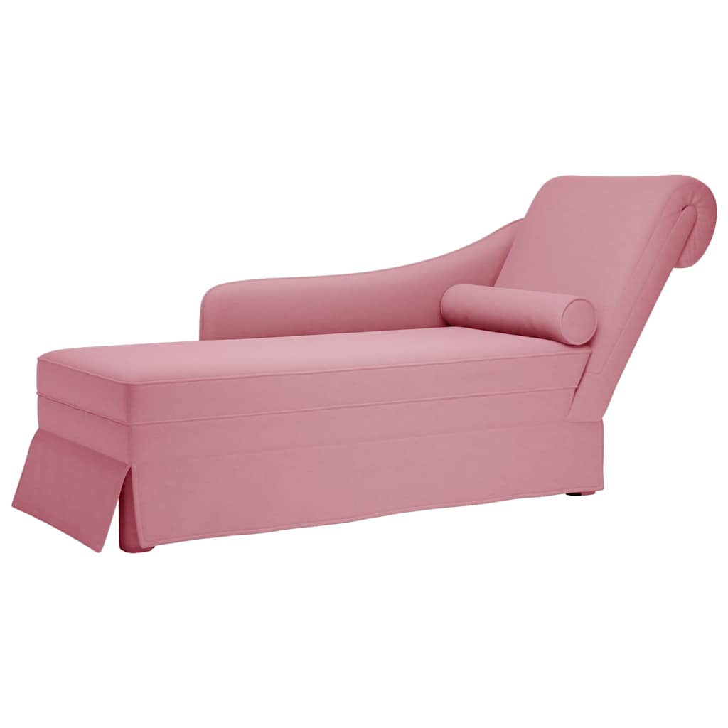 Chaise longue met bolster en rechterarmleuning fluweel roze is nu te koop bij PeponiXL, paradijselijk wonen!