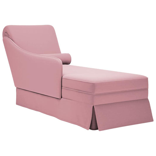 Chaise longue met bolster en rechterarmleuning fluweel roze is nu te koop bij PeponiXL, paradijselijk wonen!