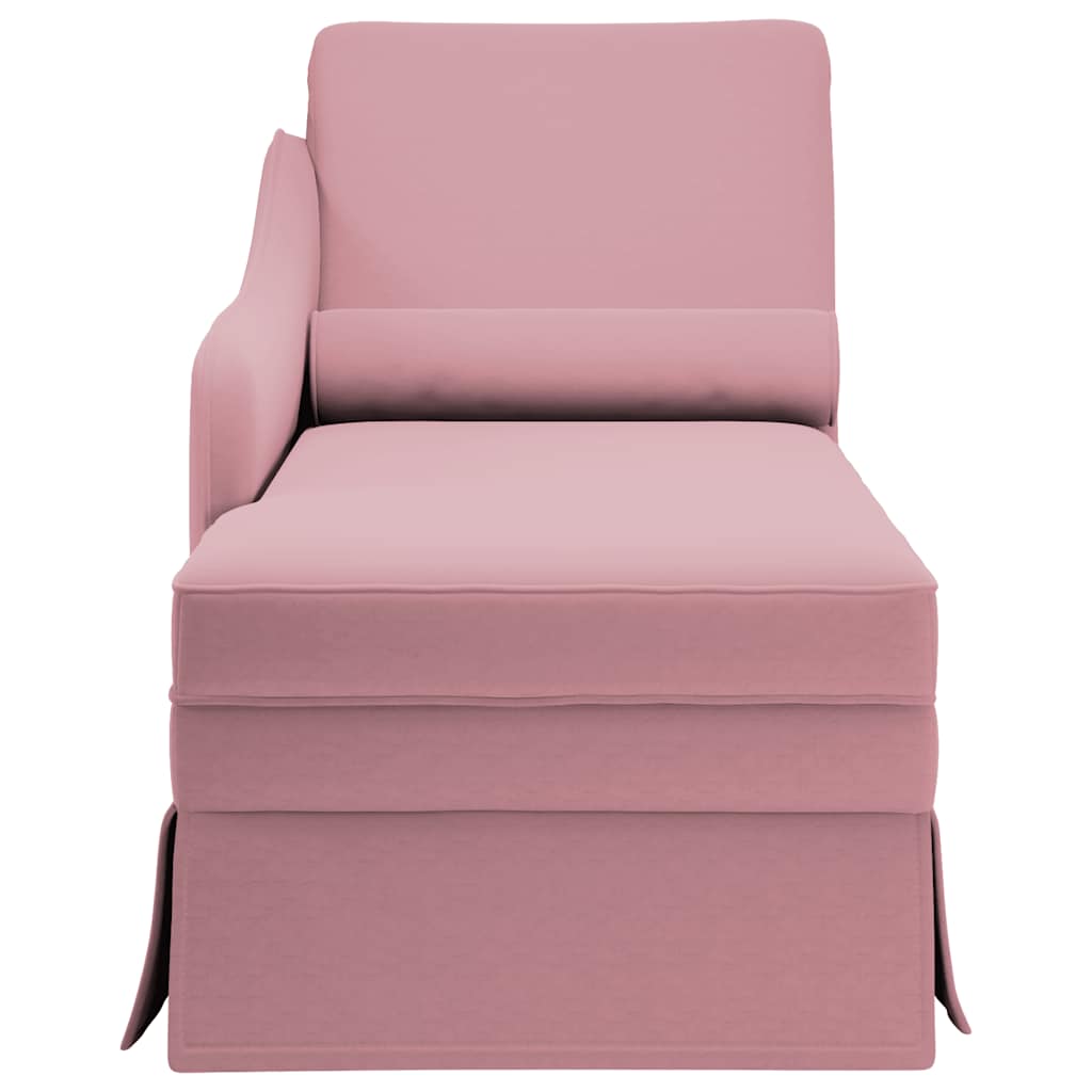 Chaise longue met bolster en rechterarmleuning fluweel roze is nu te koop bij PeponiXL, paradijselijk wonen!