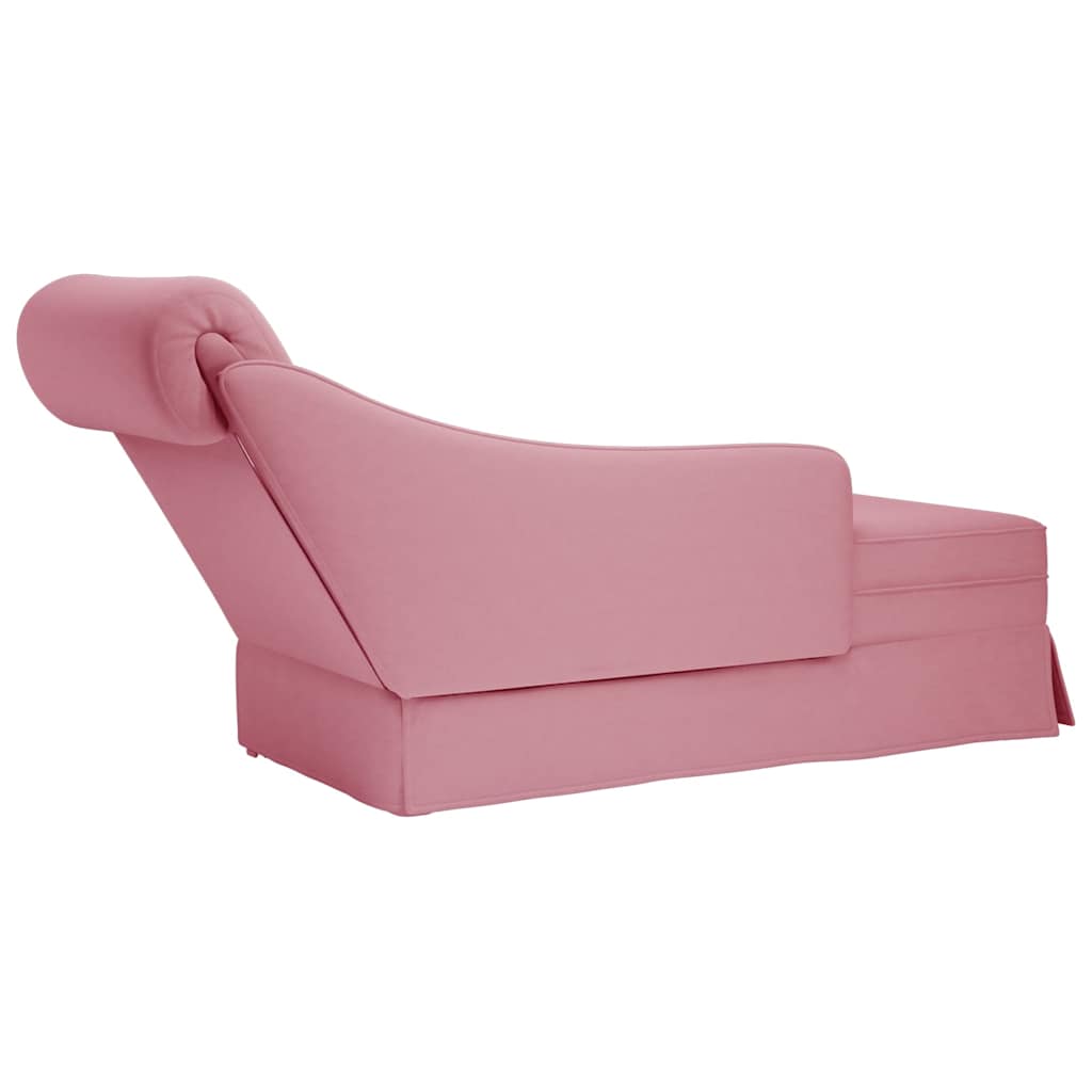 Chaise longue met bolster en rechterarmleuning fluweel roze is nu te koop bij PeponiXL, paradijselijk wonen!