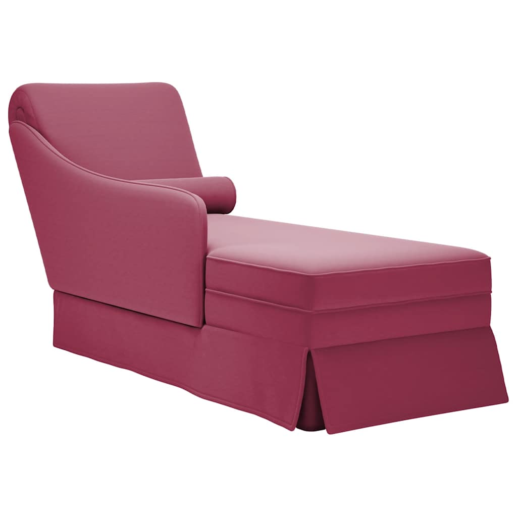 Chaise longue met bolster en rechterarmleuning fluweel wijnrood is nu te koop bij PeponiXL, paradijselijk wonen!