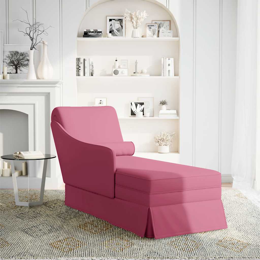 Chaise longue met bolster en rechterarmleuning fluweel wijnrood is nu te koop bij PeponiXL, paradijselijk wonen!