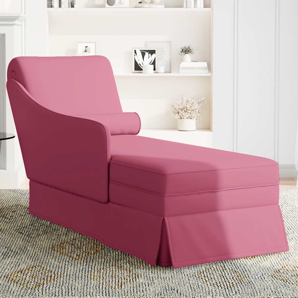 Chaise longue met bolster en rechterarmleuning fluweel wijnrood is nu te koop bij PeponiXL, paradijselijk wonen!