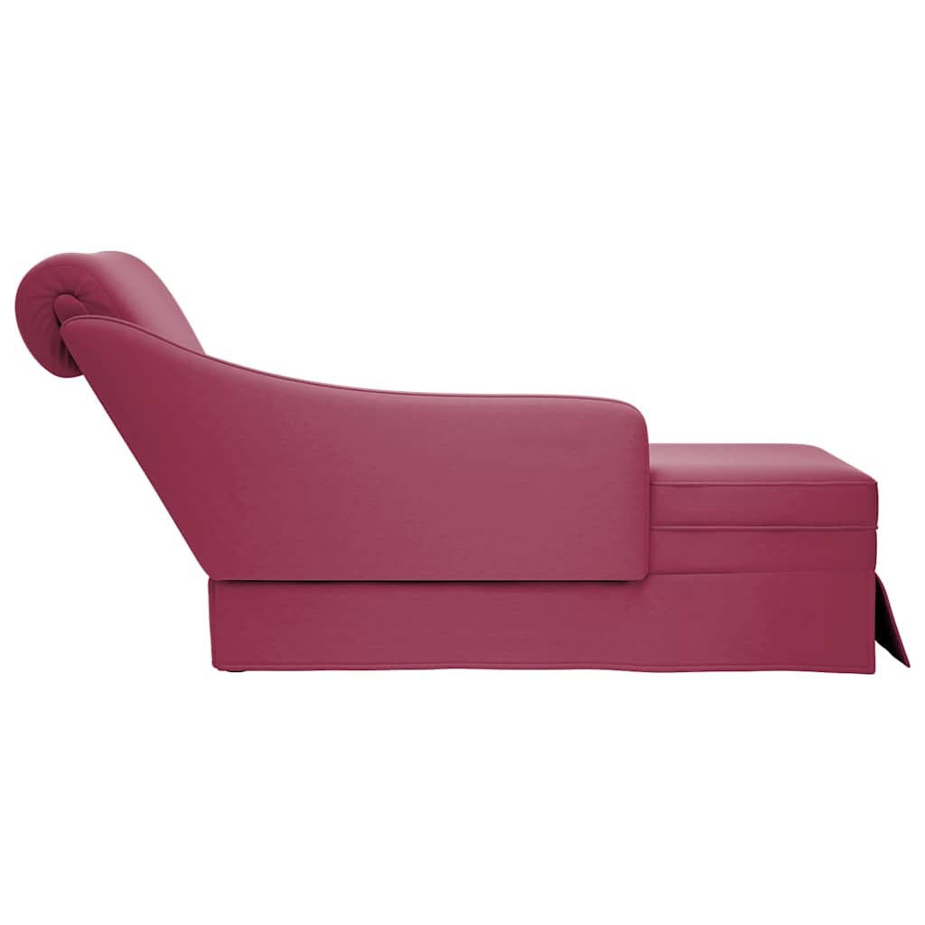 Chaise longue met bolster en rechterarmleuning fluweel wijnrood is nu te koop bij PeponiXL, paradijselijk wonen!