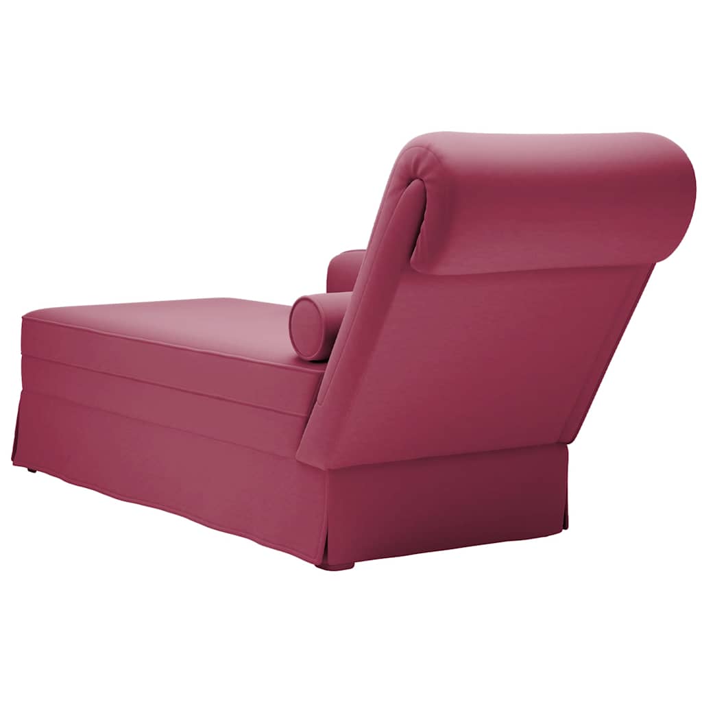 Chaise longue met bolster en rechterarmleuning fluweel wijnrood is nu te koop bij PeponiXL, paradijselijk wonen!