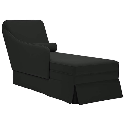 Chaise longue met bolster en rechterarmleuning fluweel zwart is nu te koop bij PeponiXL, paradijselijk wonen!